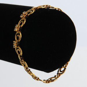 Vintage Bracelet - Gold with Clear Rhinestone